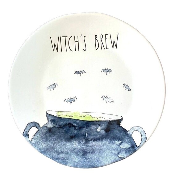 Rae Dunn WITCHS BREW Dinner Plate Large 11.5" Caldron Spooky Halloween NEW 2022 - Picture 1 of 4